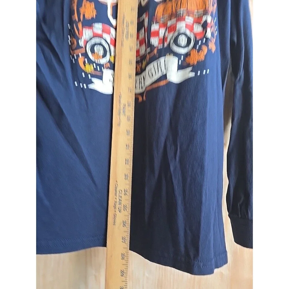 SOUTHERN GIRL Women's HELLO FALL PUMPKIN TRUCK LONG SLEEVE SHIRT LARGE NAVY BLUE - Picture 6 of 10